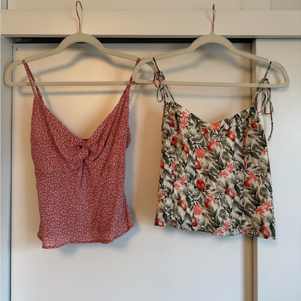 Abercrombie & Fitch Orange and Floral Peach Tank Tops